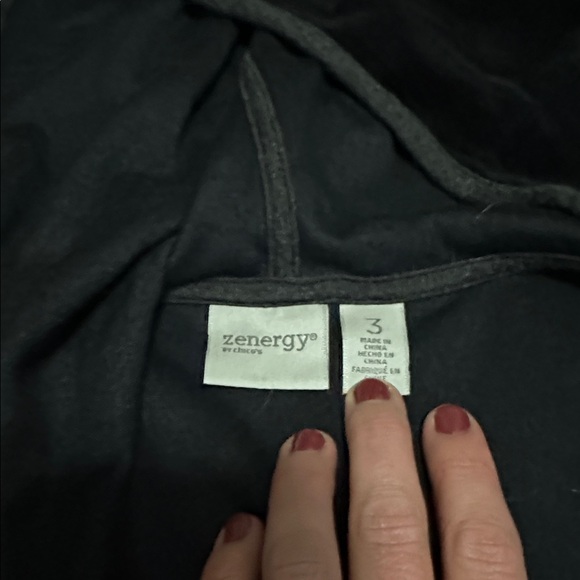 Zenergy by Chicos Black Hooded Open Cardigan size 3 - Picture 3 of 8